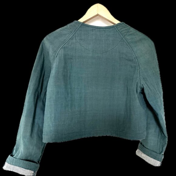 Maiwa faded blue cropped jacket, size small. - Picture 2 of 5
